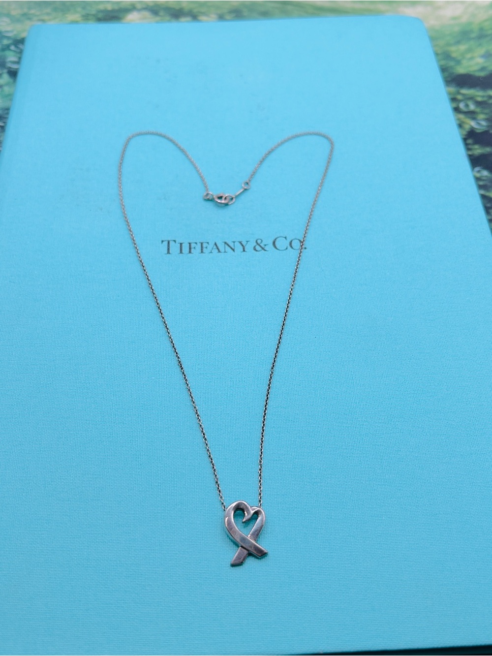Tiffany and Co Ribbon Heart Necklace 925 Silver Paloma Picasso Design with COA